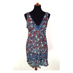 90's Free People Dress Navy Blue With Floral Print - image 1